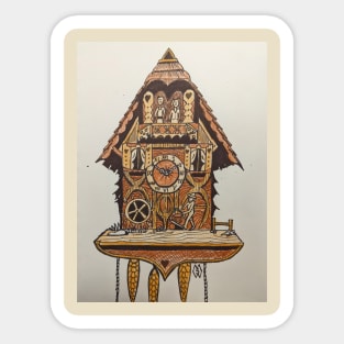 Cuckoo clock says it's time Sticker